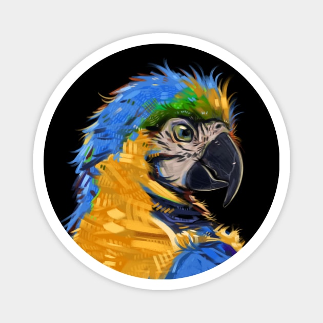 Artistic Blue Macaw Magnet by Claire Lin